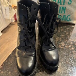 Stuart Weitzman Black Lace-Up Women's Boots